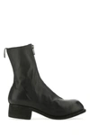 Guidi Front Zip Leather Ankle Boots In Black