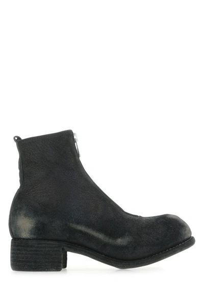 GUIDI GUIDI WOMAN BLACK RED SUEDE PL1 ANKLE BOOTS