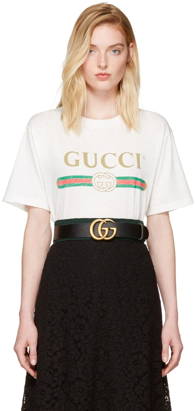 Gucci Logo & Embroidery Cotton Jersey T-shirt, White In White