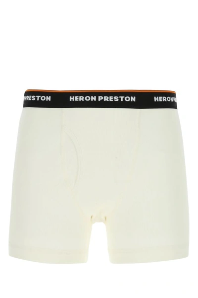 Heron Preston Man Ivory Stretch Cotton Boxer Set In White