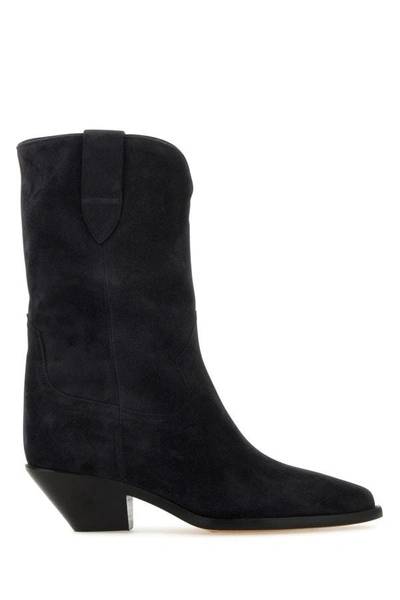 Isabel Marant Woman Slate Suede Ankle Boots In Black