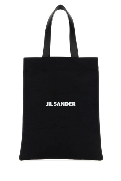 Jil Sander Man Black Canvas Medium Book Shopping Bag