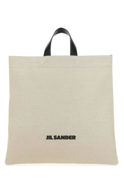 Jil Sander Man Sand Canvas Handbag In Brown