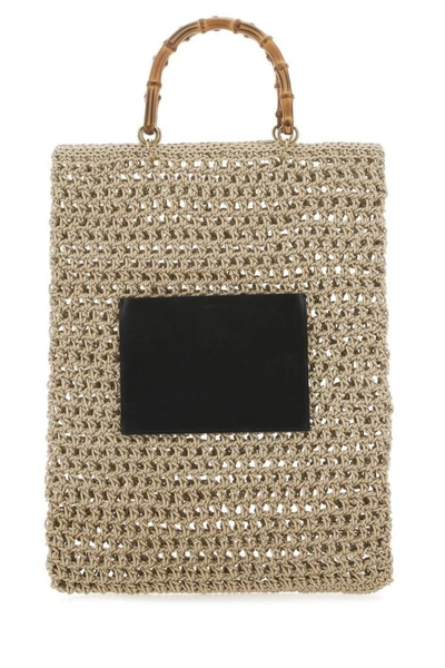 Jil Sander Woven Bamboo-handle Tote Bag In Neutrals