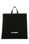 Jil Sander Black Canvas Shopping Bag In Black