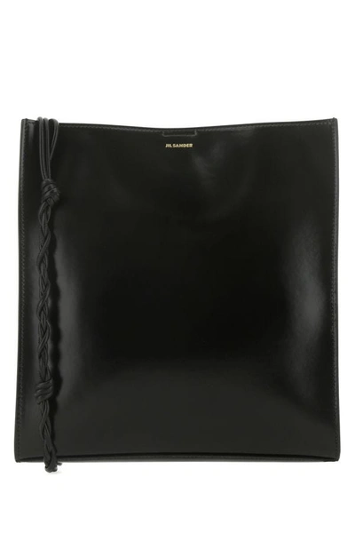Jil Sander Woman Black Leather Large Tangle Shoulder Bag