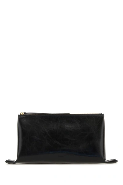 Jil Sander Woman Black Leather Medium Clutch