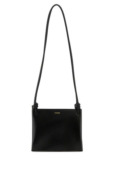 Jil Sander Woman Black Leather Small Giro Shoulder Bag