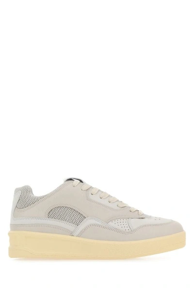 Jil Sander Woman Grey Canvas And Rubber Basket Sneakers In Gray