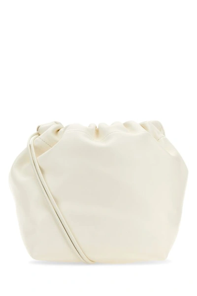 Jil Sander Woman Ivory Leather Dumping Bucket Bag In White