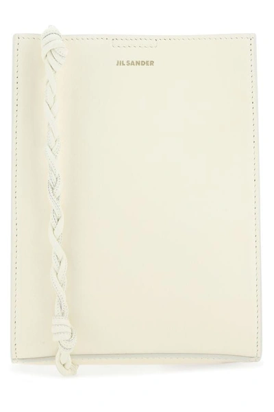 Jil Sander Woman Ivory Leather Small Tangle Shoulder Bag In White