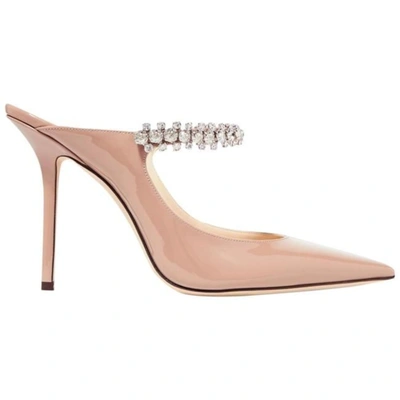 Jimmy Choo Women Antique Rose Bing 100 Crystal-embellished Patent-leather Mules/slides In Pink