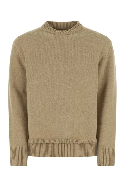 Maison Margiela Man Beige Wool Blend Sweater In Brown