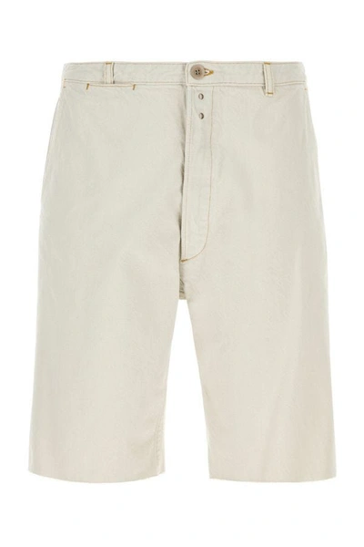 Maison Margiela Chalk Sevedge Cotton Denim Shorts In White