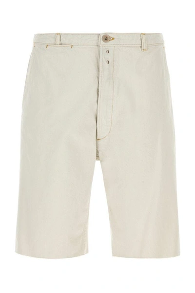 Maison Margiela Chalk Sevedge Cotton Denim Shorts In Gesso