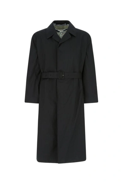 Maison Margiela Panelled Long Sleeved Trench Coat In Blue