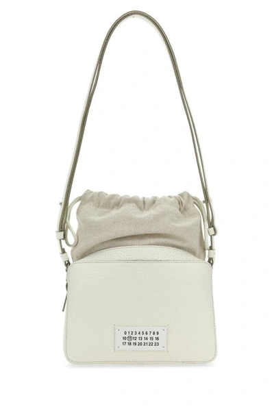 Maison Margiela Unisex Ivory Leather And Fabric 5ac Bucket Bag In White