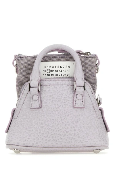 MAISON MARGIELA MAISON MARGIELA WOMEN LILAC LEATHER AND FABRIC 5AC CLASSIQUE BABY HANDBAG