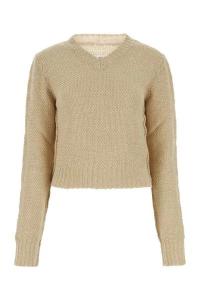 Maison Margiela Woman Beige Hemp Sweater In Brown