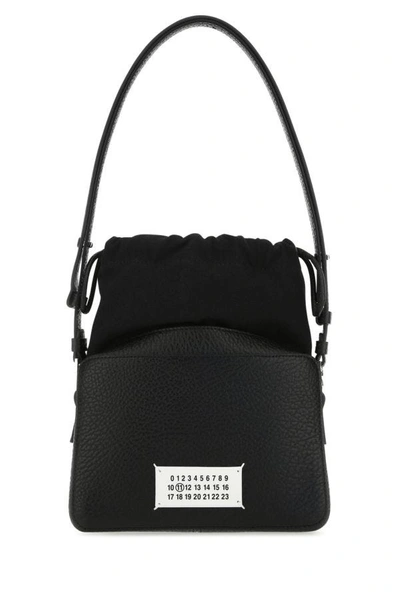 Maison Margiela Woman Black Leather And Fabric 5ac Bucket Bag