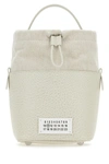 MAISON MARGIELA MAISON MARGIELA WOMAN CHALK LEATHER AND CANVAS MINI 5AC BUCKET BAG