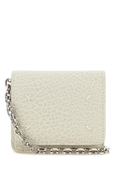 Maison Margiela Woman Chalk Leather Card Holder In White