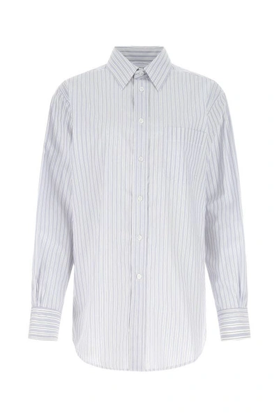 Maison Margiela Embroidered Poplin Oversize Shirt Stripped  Donna 42 In Multicolor