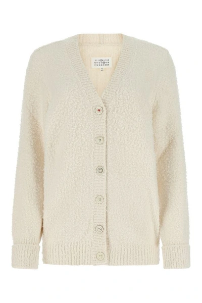 MAISON MARGIELA MAISON MARGIELA WOMAN IVORY COTTON BLEND OVERSIZE CARDIGAN