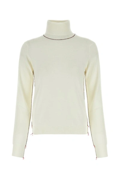 Maison Margiela Woman Ivory Wool Sweater In White