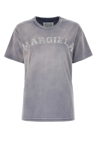 Maison Margiela Logo-print Distressed-effect T-shirt In Lilac