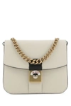 MAISON MARGIELA MAISON MARGIELA WOMAN TWO-TONE LEATHER AND COTTON NEW LOCK SQUARE HANDBAG