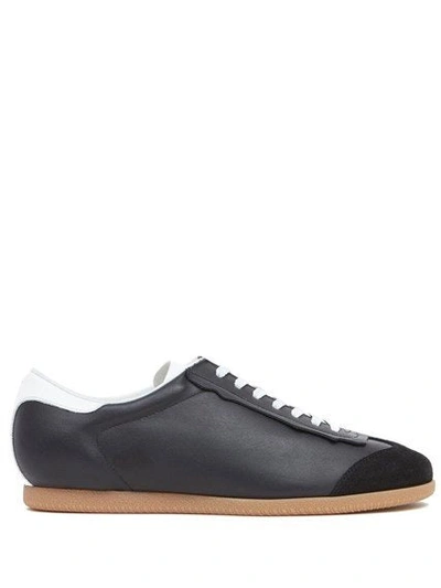 Maison Margiela Leather Trainers In Blue