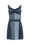 Marine Serre Patchwork Regenerated Stretch Denim Minidress In Blue