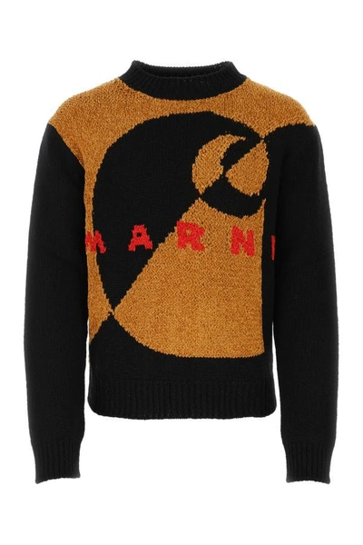 Marni X Carhartt Logo Embroidered Crewneck Knit Jumper In Black