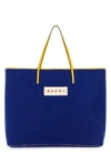 Marni Blue Felt Medium Janus Shopping Bag In Blue