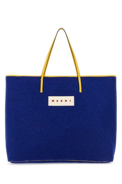 MARNI MARNI MAN BLUE FELT MEDIUM JANUS SHOPPING BAG