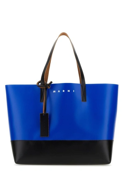 Marni Man Two-tone Pvc Shopping Bag In Multicolor