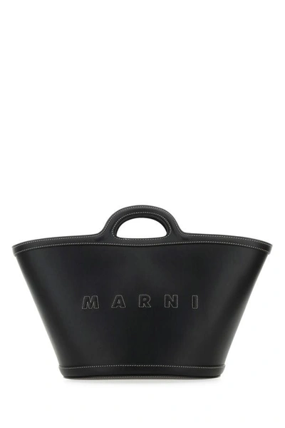 MARNI MARNI WOMEN BLACK LEATHER SMALL TROPICALIA HANDBAG