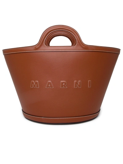 Marni Woman Tropicalia Small Bag In Brown Leather