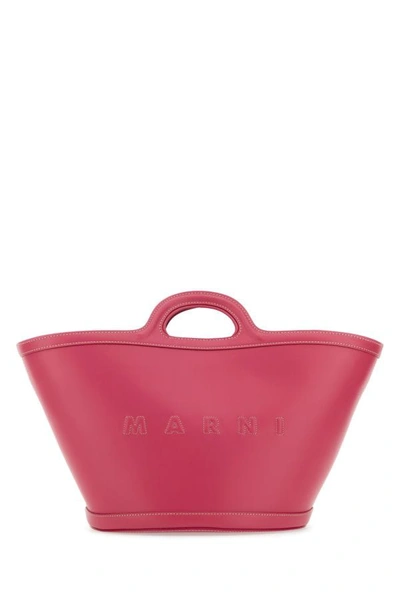 Marni Woman Dark Pink Leather Small Tropicalia Handbag
