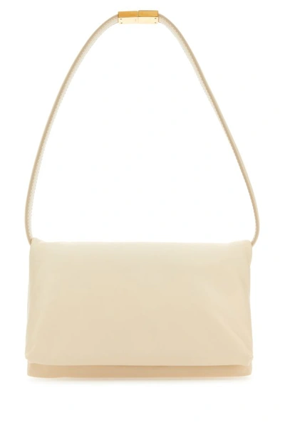 Marni Women Ivory Leather Prisma Shoulder Bag In White