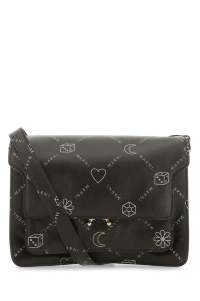 Marni Women Printed Leather Medium Trunk Soft Crossbody Bag In Multicolor