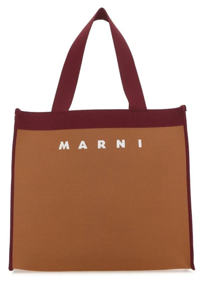 Marni Women Two-tone Fabric Medium Shopping Bag In Multicolor