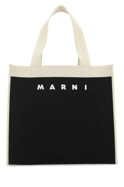 Marni Woman Two-tone Fabric Medium Shopping Bag In Multicolor