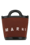 MARNI MARNI WOMAN TWO-TONE FELT AND LEATHER TROPICALIA BUCKET BAG