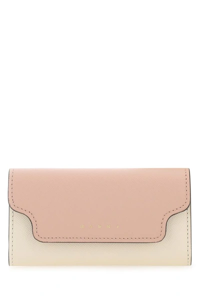 Marni Women Two-tone Leather Key Chain Case In Multicolor