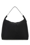 Mcm Nylon Shoulder Bag With Leather Handle And Fabric Strap In Black