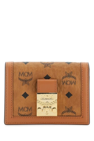 Mcm Unisex Printed Canvas Tracy Coin Purse In Beige