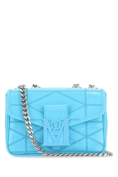 Mcm Woman Light-blue Leather Mini Travia Shoulder Bag