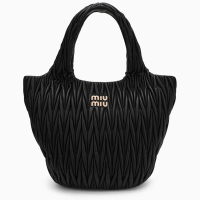 Miu Miu Miu Wander Shopping Bag Black Matelasse Women